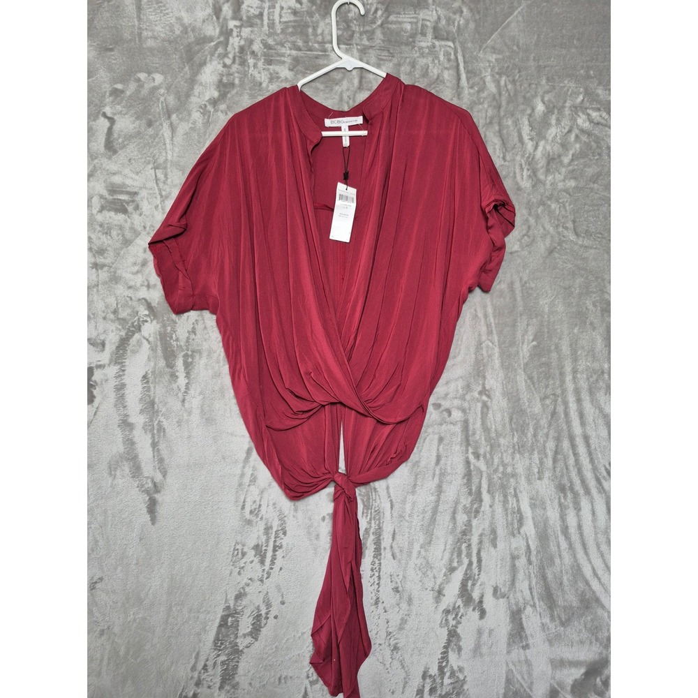 BCBGeneration Ruby Wine Front Tie Wrap Top Blouse TNW13A9760K Ruby Wine Womens S